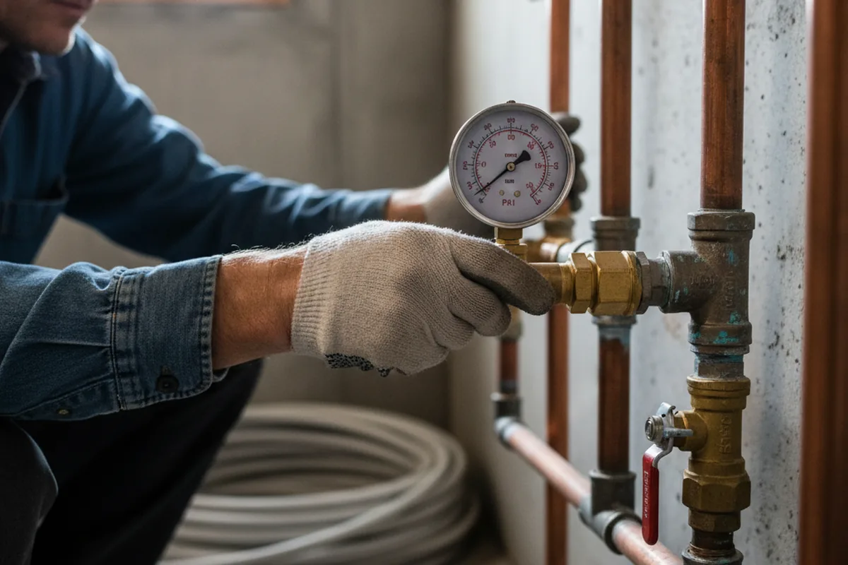 Pressure testing a repaired line during Water Line Repair in Camp Lejeune